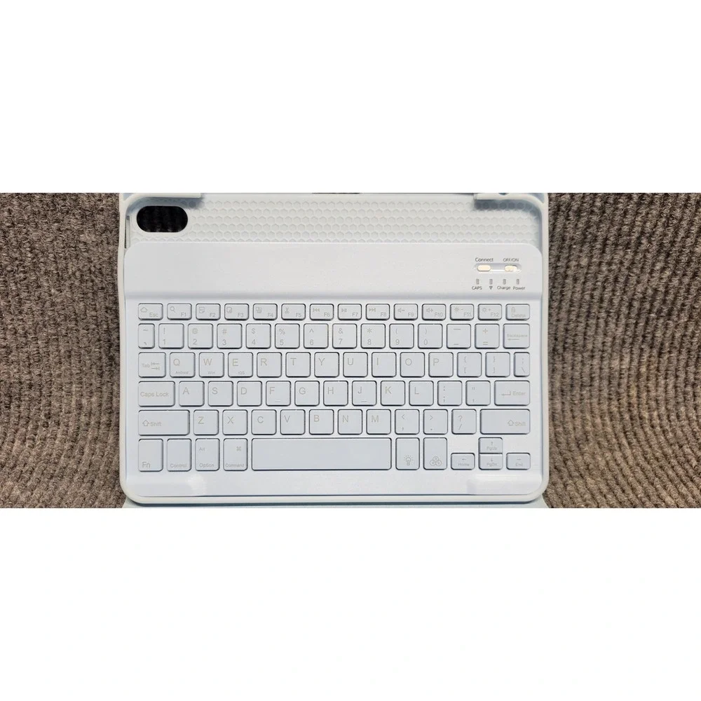 Light Blue Bluetooth Keyboard Tablet Case Folio Cover USB-C‎ Rechargeable